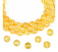 AD Beads Natural Gemstone Round Loose Beads 15" for Bracelet Necklace Earrings Jwelery Making Crafts DIY (6mm, Citrine Crystal)