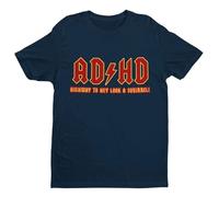 AD HD Highway to Hey Look A Squirrel - Funny Graphic Men's T-Shirt - Casual Printed Tee - Great Gift for Dad, Husband or Brother - Blue - S