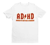 AD HD Highway to Hey Look A Squirrel - Funny Graphic Men's T-Shirt - Casual Printed Tee - Great Gift for Dad, Husband or Brother - White - 2XL