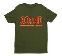 AD HD Highway to Hey Look A Squirrel - Funny Graphic Men's T-Shirt - Casual Printed Tee - Great Gift for Dad, Husband or Brother - Green - L