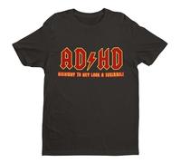 AD HD Highway to Hey Look A Squirrel - Funny Graphic Men's T-Shirt - Casual Printed Tee - Great Gift for Dad, Husband or Brother - Black - 5XL