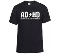 AD/HD Highway to Hey Look A Squirrel T-Shirt Men's Funny ADHD ACDC ADSR Tee Top(Black,S)