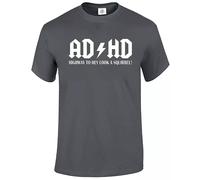 AD/HD Highway to Hey Look A Squirrel T-Shirt Men's Funny ADHD ACDC ADSR Tee Top(Charcoal,L)