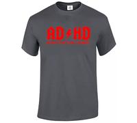 AD/HD Highway to Hey Look A Squirrel T-Shirt Men's Funny ADHD ACDC ADSR Tee Top(Charcoal-Red Print,XL)