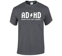 AD/HD Highway to Hey Look A Squirrel T-Shirt Men's Funny ADHD ACDC ADSR Tee Top(Charcoal,XL)
