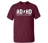 AD/HD Highway to Hey Look A Squirrel T-Shirt Men's Funny ADHD ACDC ADSR Tee Top(Maroon,XL)