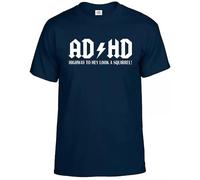 AD/HD Highway to Hey Look A Squirrel T-Shirt Men's Funny ADHD ACDC ADSR Tee Top(Navy,S)