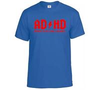 AD/HD Highway to Hey Look A Squirrel T-Shirt Men's Funny ADHD ACDC ADSR Tee Top(Royal Blue-Red Print,L)