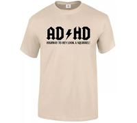 AD/HD Highway to Hey Look A Squirrel T-Shirt Men's Funny ADHD ACDC ADSR Tee Top(Sand,L)