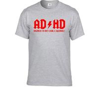 AD/HD Highway to Hey Look A Squirrel T-Shirt Men's Funny ADHD ACDC ADSR Tee Top(Sport Grey-Red Print,XXL)