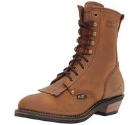 Ad Tec 9" Men's Western Packer Work Boots, Brown Crazy Horse Leather with Anti Skid Rubber Sole, Brown, 10.5