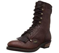 Ad Tec Men's 9 Packer Tumbled Leather Lacer Work Boots for Men Chestnut Plain Soft Toe Moderate Mens Hiking, Chestnut, UK Wide
