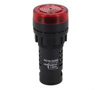 AD16-22SM Red LED Buzzer Alarm 22mm Panel Mount Sound Light Indicator for AC DC 12V 24V 220V Machinery(AC/DC 12V)