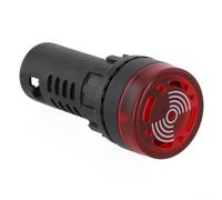 AD16-22SM Sound and Light Alarm Buzzer - 22mm LED Signal Indicator with Flashing Red Light, AC/DC 12V/24V/220V Compatible, Industrial Audible-Vi(AC/DC 12V)