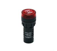 AD16-22SM Sound and Light Alarm Buzzer, Red Flashing LED Indicator, Audible Alert, AC/DC 12V 24V 220V, 22mm Panel Mount, 65x28mm Size, 2 Pack(12V)
