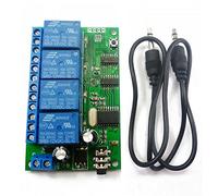 AD22B04 DC 12V 4 Channel Relay MT8870 DTMF Tone Signal Decoder Remote Control Relay Module for PLC Smart Home with 3.5mm Cable