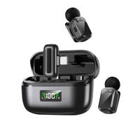 AD6976D Wireless Lavalier Microphone Transmitter Receiver Kit Auto Connect Noise Reduction for Online Meeting