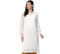 Ada Hand Embroidered Chikankari White Georgette Kurta for Women A90397 3XL