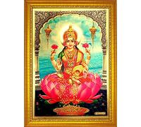 ADA Handicraft Hindu Lord Goddess Lakshmi God Religious Framed Painting for Wall and Pooja/Hindu Bhagwan Devi Laxmi Devta Photo Frame/God Poster for Puja (35 25) cm