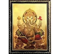 ADA Handicraft Lord Goddess God Ganesha Photo for Pooja | Hindu Bhagwan Devi Devta Photo | God Photo Frames | Wall Décor Photo Frame | Photo Frame - Dark Brown