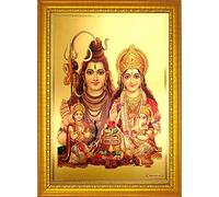 ADA Handicraft Premium God Shankar Family Photo for Pooja, Hindu Bhagwan Devi Devta Shiva Parvati Photo, God Photo Frames, Wall Decor Photo Frame Wood,Multicolor