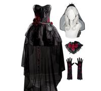 Ada Mesmer Long Night Cosplay Costume Gothic Dress Black Evening Gown | Anime Game Costume, Tulle Train, Rose Decor, Goth Dress Women, Carnival, Halloween, Party