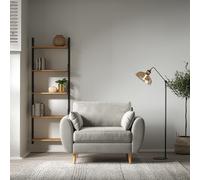 Ada Scandi Velvet Snuggle Chair with Light Wood Legs Dove Grey