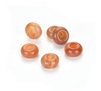Adabele 10pcs Natural Red Sardonyx Chalcedony Healing Gemstone 8x14mm Round Rondelle Loose Beads Large Hole Gem Stone Spacer for DIY Craft Jewelry Making GW-A3
