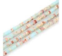 Adabele 14.5 Inch Natural Blue Impression Aqua Terra Jasper Healing Gemstone 4mm Small Heishi Tube Rondelle Beads Gem Stone Spacer (165-175pcs) for Jewelry Making GH-C6