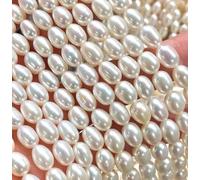 Adabele 14 Inch Real Natural A Grade High Luster Teardrop Oval Rice White Cultured Freshwater Pearl Beads 6-7mm for DIY Craft Jewelry Making PB3-67