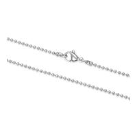 Adabele 304 Grade Surgical Stainless Steel 1.2mm 1.5mm 2mm 3mm 4mm Round Bead Chain Necklace 18 20 22 Tarnish Resistant Hypoallergenic Women Men Jewelry, 20 Inch - 2pcs, Stainless Steel, No Gemstone