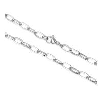 Adabele 304 Grade Surgical Stainless Steel 4mm 5mm 6mm Paperclip Cable Chain Necklace 18 20 22 Inch Tarnish Resistant Hypoallergenic Women Men Jewelry, 22 Inch - 5pcs, Stainless Steel, No Gemstone