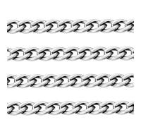 Adabele 33 Feet 304 Grade Stainless Steel Surgical Diamond Cut Curb Cuban Chain Link 5mm Bulk Large Thick Strong for DIY Craft Jewelry Making SH10-L2