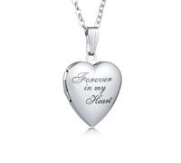 Adabele Living Memory Floating Locket Forever In My Heart Pendant Necklace 20/24 Inch, 20 Inch Chain, Stainless Steel, No Gemstone