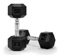 ADABT Hex Dumbbells | Rubber Encased Free Weights with Knurled Steel Handles | Anti-Roll Design | Home Gym, Fitness & Strength Training | 16KG Pair (2 x 8KG)
