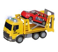 ADAC Tow Vehicle, 2-Piece Set, Consisting of: Tow Vehicle, Size Approx. 24 x 9 x 13 cm and a Car, Size Approx. 10 cm, Try Me Function, Light and Sound, Movable Flap, Friction, Battery