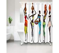 AdaCrazy Black Art Ethnic Themed Print Bath Curtain Sexy African Tribal Girl Unique Shower Curtain 71 W x 71 L Polyester Fabric Shower Curtain Waterproof