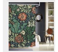 AdaCrazy William Morris Compton Floral Art Nouveau Pattern Shower Curtain 3D printing Waterproof coated polyester fabric bathroom with 12 hooks 71 inches