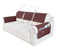 adadvo 3 or 4 or 5 Pieces Sofa Headrest Cover for Recliner Chair with Storage Pockets Non Slip Armrest Cover Fuzzy Couch Cover Washable Furniture Protector(X13,3 SEATER 5PCS_68 X 43 CM)