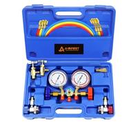 ADAFIRST AC Manifold Gauge Set, 3 Way Car HVAC R134a R404a Refrigerant Charging Tool Kit, with Hoses Quick Coupler Adapter Can Tap Case, for Auto Air Conditioner Freon Diagnostic Test and Recharge