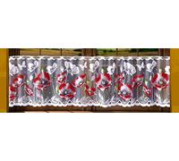 Adago Novelty Cafe Net Curtain Ideal For Kitchen Window Decoration (5) Multicoloured Red Poppies, 250x50cm,98"x20"