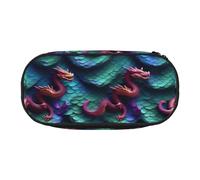 ADAhgu 3D Magical Dragon Scales Pattern Print Pencil Case Pouch School Students Travel Office Use Stationery Makeup Organizer