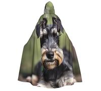 ADAhgu Adorable Schnauzer Print 190cm Hooded Carnival Themed Cloak Unisex Cosplay Masquerade Celebrations Costume