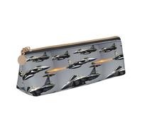 ADAhgu Aircraft Fighter Jets Print Versatile Usage Lightweight Pencil Case Pouch Zippered Pen Storage School Students