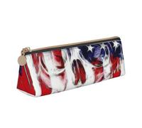 ADAhgu American Flag Skull Print Versatile Usage Lightweight Pencil Case Pouch Zippered Pen Storage School Students