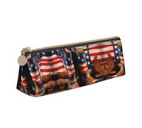 ADAhgu American Flag with Cowboy Boots Print Versatile Usage Lightweight Pencil Case Pouch Zippered Pen Storage School Students