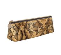 ADAhgu Ancient Map World Globe Print Versatile Usage Lightweight Pencil Case Pouch Zippered Pen Storage School Students