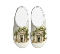 ADAhgu Antique Building with Roman Olive Branch and Greek Print Adult TPR Slippers Washable for Men and Women Breathable and Cozy Winter shoes