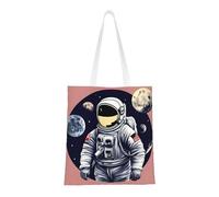 Adahgu Astronaut On The Moon 1 Print Versatile Tote Reusable Shopping Bag Lightweight Travel Work Gym All Seasons Use