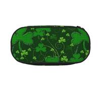 ADAhgu Background St Patrick's Day Glitter Print Pencil Case Pouch School Students Travel Office Use Stationery Makeup Organizer